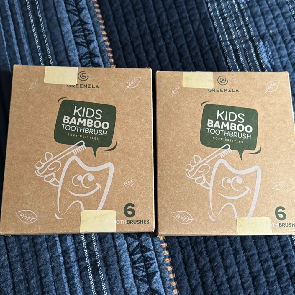 Greenzla 2 Packs Of Six Bamboo Toothbrushes